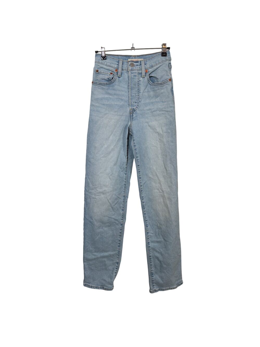 Levi's Ribcage Straight Full Length Jeans Womens 24 Blue High Rise Button Fly